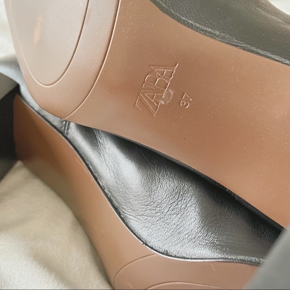 ZARA Back Zip Leather Heeled Ankle Boots - Picture 10 of 12